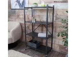 BERLINLODGE KLAP Klappbares Regal Auf Rollen HxBxT 127 x 72 x 34 cm 4 Ebenen Belastbarkeit 200kg Wohnregal