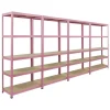 BERLINLODGE Mega Deal 4x Wohnregal PINK LADY HxBxT 180x90x40cm Fachlast 175kg 5 Ebenen Pink Bücherregal Standregal Büroregal