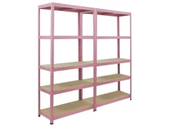 Online BERLINLODGE Mega Deal 2x Wohnregal PINK LADY HxBxT 180x90x40cm Fachlast 175kg 5 Ebenen Pink Bücherregal Standregal Büroregal