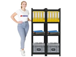 BERLINLODGE Mega Deal 2x Wohnregal Ragnar HxBxT 150x45x45cm Fachlast 100kg Matt Shwarz Bücherregal Standregal Büroregal für Wohnzimmer