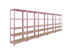 BERLINLODGE Mega Deal 5x Wohnregal PINK LADY HxBxT 180x90x40cm Fachlast 175kg 5 Ebenen Pink Bücherregal Standregal Büroregal