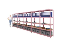 BERLINLODGE Mega Deal 5x Wohnregal PINK LADY HxBxT 180x90x40cm Fachlast 175kg 5 Ebenen Pink Bücherregal Standregal Büroregal