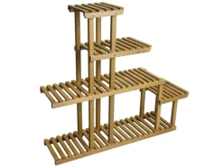 BERLINLODGE Pflanzregal HxBxT 95x105x25cm 5 Ablagen Outdoor Tanne Holz Blumentreppe Standregal Regal Blumenständer