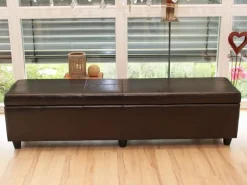 BERLINLODGE Sitzbank Mit Aufbewahrung Lars XXL 45x180x45cm Kunstleder
