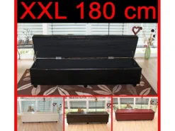 BERLINLODGE Sitzbank Mit Aufbewahrung Lars XXL 45x180x45cm Kunstleder