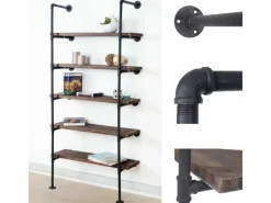 BERLINLODGE Standregal HxBxT 165x80x28cm Industriedesign Holz Metall Wohnregal Bücherregal Ablageregal