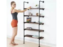 BERLINLODGE Standregal HxBxT 165x80x28cm Industriedesign Holz Metall Wohnregal Bücherregal Ablageregal