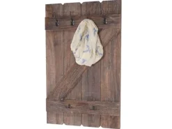 Online BERLINLODGE Wandgarderobe 91x60x10cm 6 Haken Shabby Braun