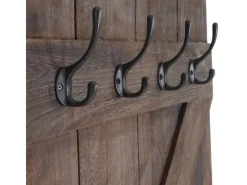 Online BERLINLODGE Wandgarderobe 91x60x10cm 6 Haken Shabby Braun