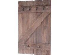Online BERLINLODGE Wandgarderobe 91x60x10cm 6 Haken Shabby Braun