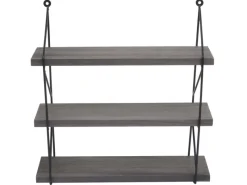 BERLINLODGE Wandregal HxBxT 40x40x13cm 3 Regalböden Metall Massiv-Holz Industrial Hängeregal Schweberegal Regal Dunkelgrau