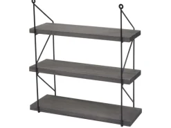 BERLINLODGE Wandregal HxBxT 40x40x13cm 3 Regalböden Metall Massiv-Holz Industrial Hängeregal Schweberegal Regal Dunkelgrau