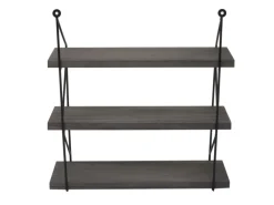 BERLINLODGE Wandregal HxBxT 40x40x13cm 3 Regalböden Metall Massiv-Holz Industrial Hängeregal Schweberegal Regal Dunkelgrau