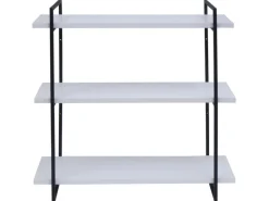 BERLINLODGE Wandregal HxBxT 60x60x18cm 3 Regalböden Massiv-Holz Industrial Weiß Hängeregal Schweberegal