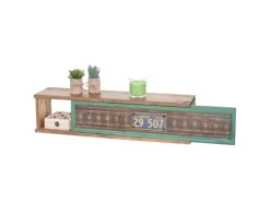 Discount BERLINLODGE Wandregal HxBxT 65x16x13cm Tanne Holz Massiv Vintage Patchwork Hängeregal Regal