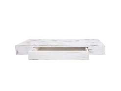 BERLINLODGE Wandregal HxBxT 8x80x25cm Schublade Massiv-Holz Weiß Shabby Schweberegal Wandboard Hängeregal Regal