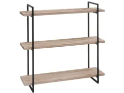 BERLINLODGE Wandregal HxBxT 60x60x18cm 3 Regalböden Massiv-Holz Industrial Hängeregal Schweberegal