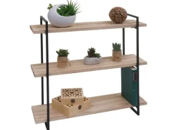 BERLINLODGE Wandregal HxBxT 60x60x18cm 3 Regalböden Massiv-Holz Industrial Hängeregal Schweberegal