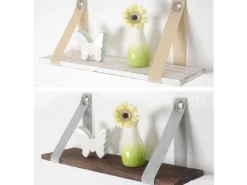 Discount BERLINLODGE Wandregal HxBxT 21x50x13cm Hängeregal Regal Shabby-Look Vintage Grau