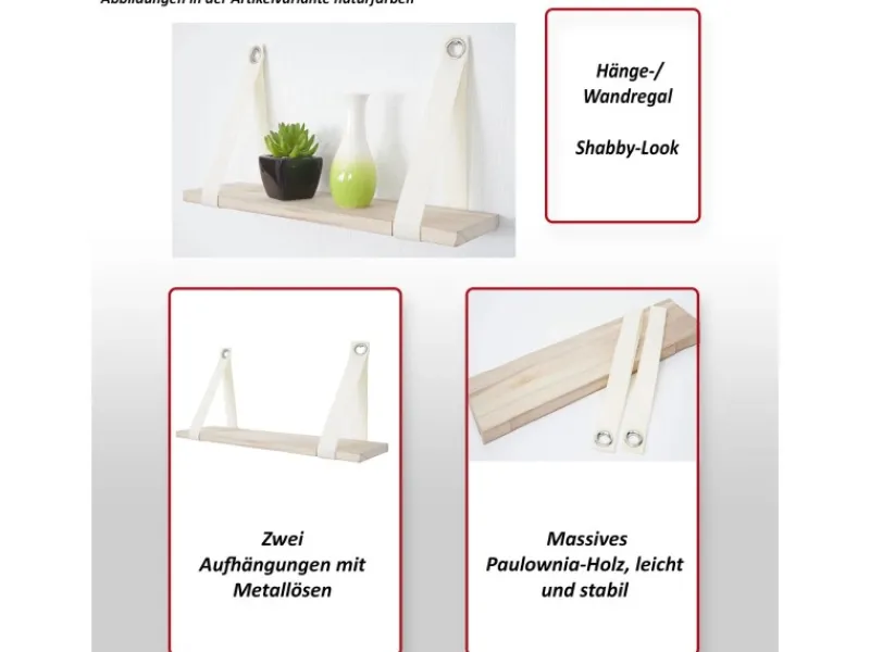 BERLINLODGE Wandregal HxBxT 27x50x13cm Hängeregal Regal Shabby-Look Vintage