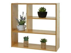 Hot BERLINLODGE Wandregal HxBxT 50x50x15cm Hängeregal Schweberegal Regal Mit 4 Fächern Bambus