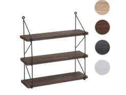 BERLINLODGE Wandregal HxBxT 40x40x13cm 3 Regalböden Metall Massiv-Holz Industrial Hängeregal Schweberegal Regal Dunkelbraun