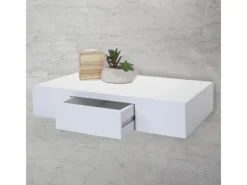 Outlet BERLINLODGE Wandregal Ilse HxBxT 8x40x25cm Regal Hängeregal Mit Schublade 40cm Weiß