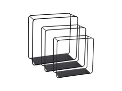 BERLINLODGE Wandregal Metall 3er Set Schwarz Schweberegal 3-Teiliges Hängeregal Würfelregal Schrankregal Wanddeko Und Ablage Schwarz