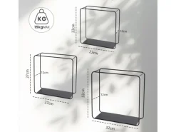BERLINLODGE Wandregal Metall 3er Set Schwarz Schweberegal 3-Teiliges Hängeregal Würfelregal Schrankregal Wanddeko Und Ablage Schwarz