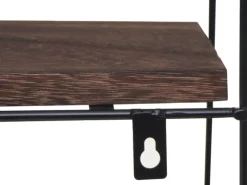 BERLINLODGE Wandregal Rund HxBxT 45x45x11cm 4 Regalböden Metall Massiv-Holz Industrial Dunkel Hängeregal Schweberegal Regal