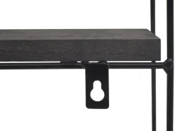 BERLINLODGE Wandregal Rund HxBxT 45x45x11cm 4 Regalböden Metall Massiv-Holz Industrial Dunkel Hängeregal Schweberegal Regal