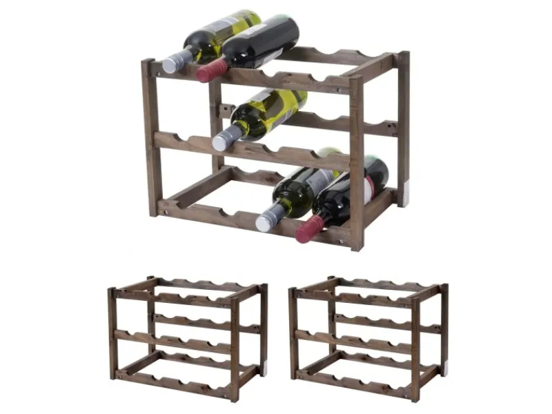Discount BERLINLODGE Weinregal Für 12 Flaschen HxBxT 30x42x26cm Tanne 3 Böden 3 Stück Flaschenregal Weinständer Weinhalter