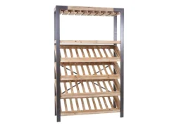 Discount BERLINLODGE Weinregal Für 40 Flaschen Zubehör Und Gläser HxBxT 189x114x39cm Massivholz Flaschenregal Flaschenhalter Barschrank Weinständer