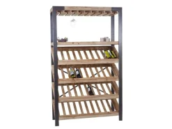 Discount BERLINLODGE Weinregal Für 40 Flaschen Zubehör Und Gläser HxBxT 189x114x39cm Massivholz Flaschenregal Flaschenhalter Barschrank Weinständer