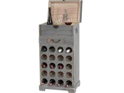 Best BERLINLODGE Weinregal Mit Schublade Und Truhe Flaschenregal Für 20 Flaschen HxBxT 94x48x31cm Shabby-Look Vintage Grau