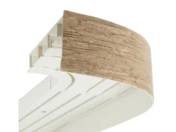 Bestlivings 180 cm Vorhangschiene mit Blende 2 Lauf Sonoma / 2 x 90 cm