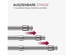 Bestlivings Cafehausstangen Glänzend Silber 75 bis 125 cm & Klemmträger