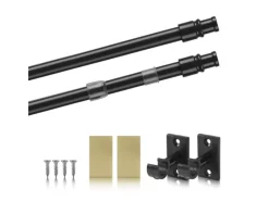 Best Bestlivings Cafehausstangen Schwarz 125 bis 225 cm & Klemmträger