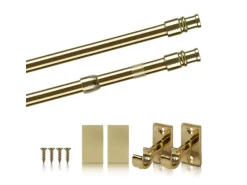 Bestlivings Cafehausstangen Messing Gold 50 bis 75 cm & Klemmträger