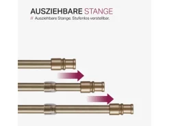 Bestlivings Cafehausstangen Matt Gold 50 bis 75 cm & Klemmträger