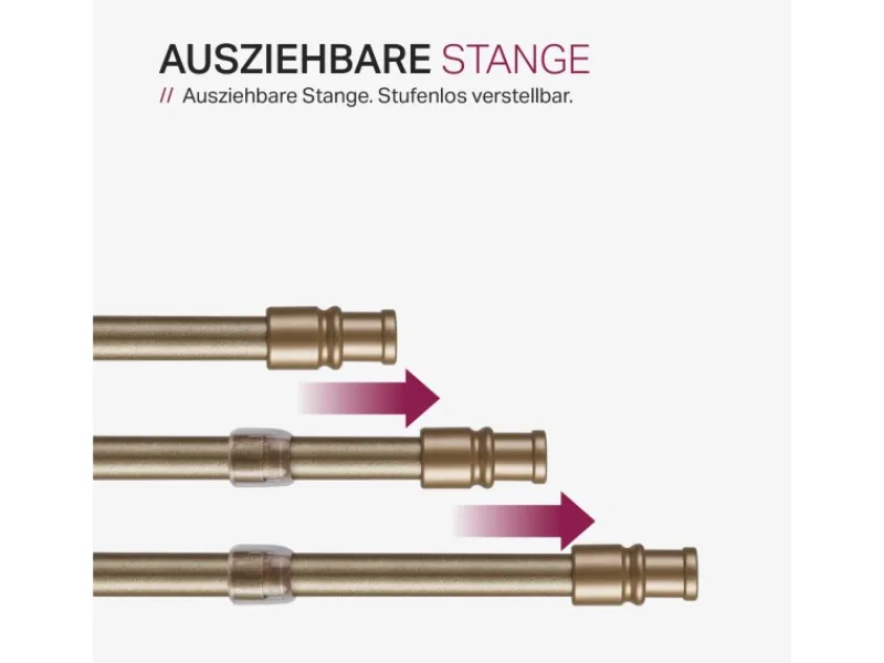 Bestlivings Cafehausstangen Matt Gold 50 bis 75 cm & Klemmträger