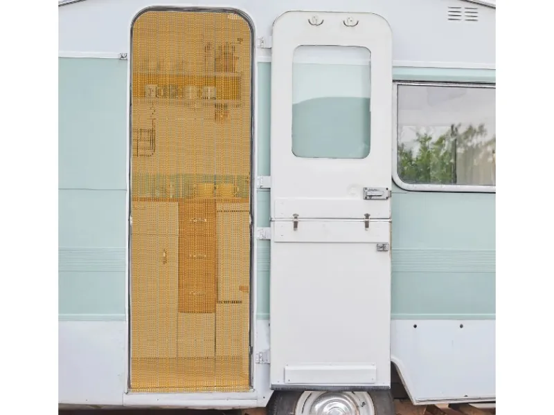 Bestlivings Fadengardine Vorhang für Wohnwagen in Gold 56 cm x 185 cm