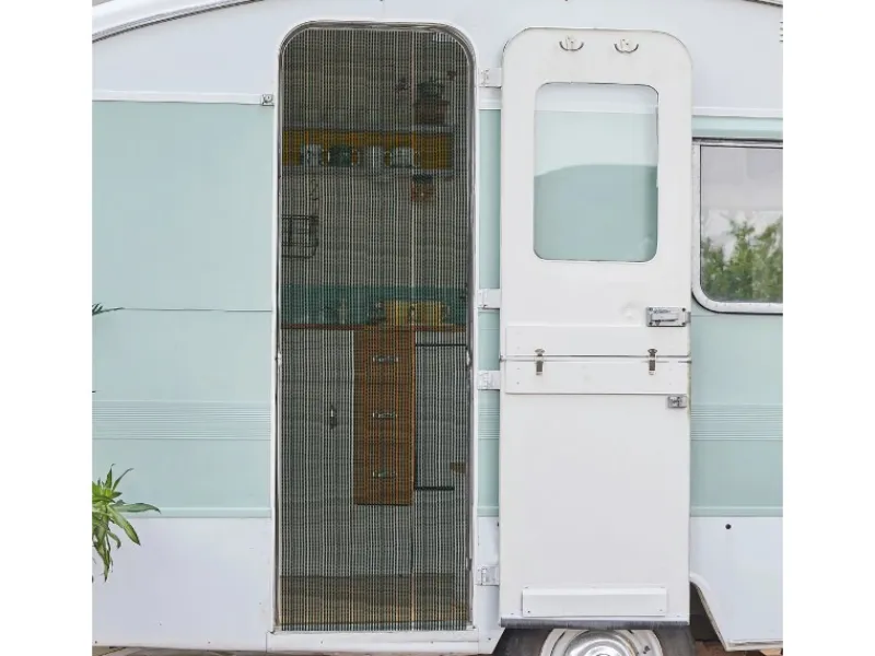 Bestlivings Fadengardine Vorhang für Wohnwagen Schwarz Plus Gardinenstange 56 cm x 185 cm