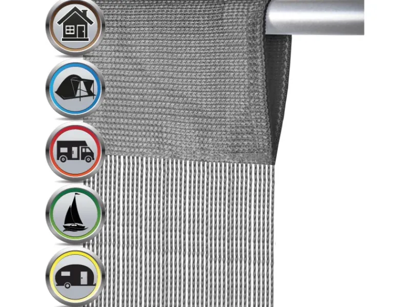 Bestlivings Fadengardine Vorhang für Wohnwagen Schwarz Plus Gardinenstange 56 cm x 185 cm