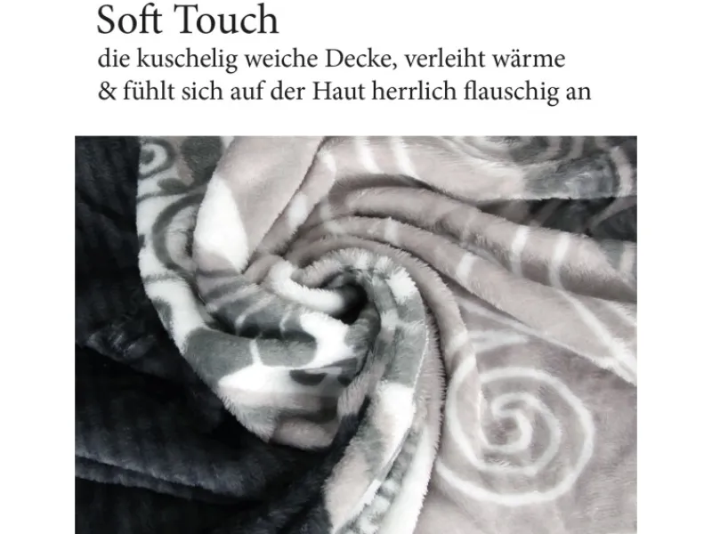 Sale Bestlivings Flanell Kuscheldecke Soft Touch 130 x 170 Bella Casa Hellgrau Ranke