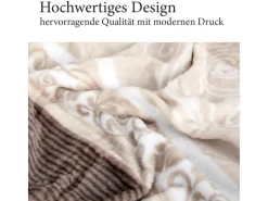 Outlet Bestlivings Flanell Kuscheldecke Soft Touch 130 x 170 Bella Casa Beige Ornament