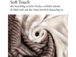 Outlet Bestlivings Flanell Kuscheldecke Soft Touch 130 x 170 Bella Casa Beige Ornament