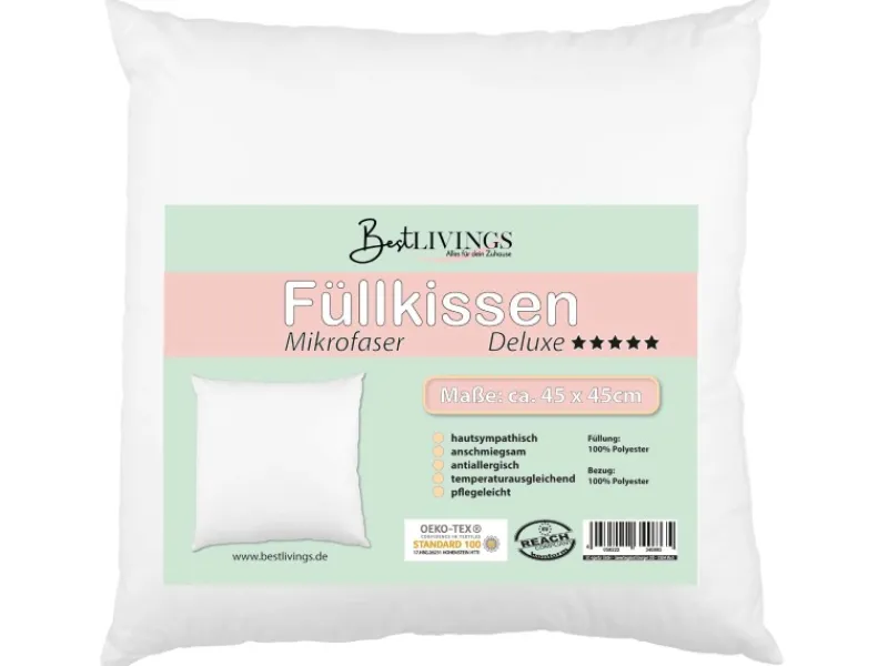 Bestlivings Füllkissen Mikrofaserbezug Inlett mit Polyesterfüllung 45 x 45 cm