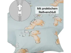 Bestlivings Kinder Bettwäsche 100 x 135 cm & 40 x 60 cm - Bärchen Blau