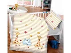 Bestlivings Kinder Bettwäsche 100 x 135 cm & 40 x 60 cm - Elefant & Giraffe